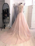 Elegant V-neck Sleeveless A-line Long Prom Dresses,SW1633