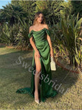 Elegant Jewel Off shoulder Side slit Sheath Prom Dresses,SW1665