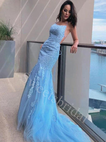 Elegant Halter Sleeveless Mermaid Long Prom Dresses,SW1630