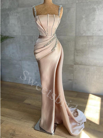 Elegant Square Spaghetti straps Mermaid Prom Dresses,SW1647