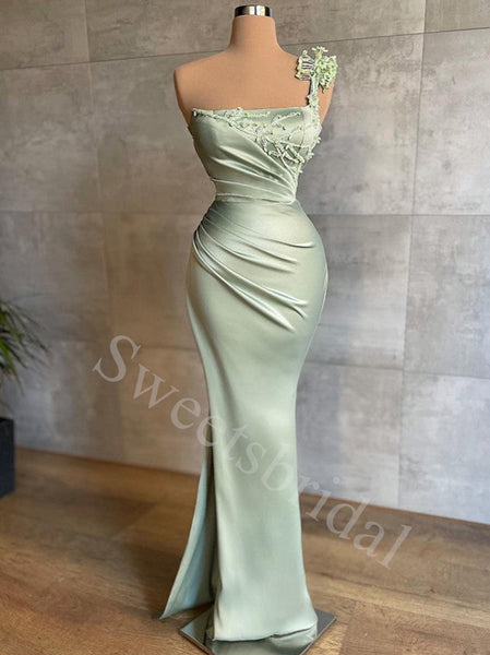 Elegant One shouldedr Sleeveless Mermaid Prom Dresses,SW1581