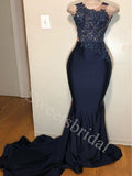 Elegant Sleeveless Mermaid Lace applique Prom Dresses,SW1686