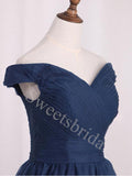 Elegant Off shoulder Sleeveless V-neck A-line Prom Dresses,SW1572
