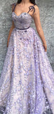 Purple Lace Spaghetti Strap Charming Long Prom Dresses , DB1098