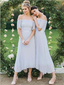 Elegant Lace Top Off The Shoulder High-Low Ankle Length Bridesmaid Dresses, BW0617