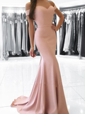 Elegant Off The Shoulder Jersey Mermaid Long Prom Dresses , DPB159