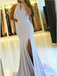 Sexy Halter Lace Up Side Slit Mermaid Long Prom Dresses, DPB166