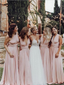 Pretty Mismatched A Line Lace Up Floor Length Long Bridesmaid Dresses, SW1068