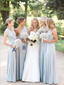 Mismatched A Line Cheap Chiffon Floor Length Long Bridesmaid Dresses, SW1037