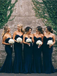 Cheap Sweetheart Elegant Navy Blue Mermaid Long Bridesmaid Dresses, SW1056