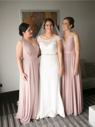 Simple V Neck Sleeveless Chiffon A Line Floor Length Long Bridesmaid Dresses, SW1041
