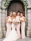 Simple Halter Blush Pink Mermaid Floor Length Long Bridesmaid Dresses, SW1066
