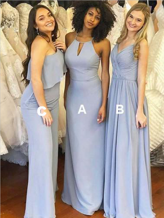 Affordable Mismatched A Line Chiffon Floor Length Long Bridesmaid Dresses, SW1080