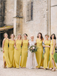 Simple Yellow Sleeveless Side Slit Floor Length Long Bridesmaid Dresses, SW1077