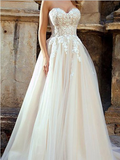 Elegant Sweetheart Neckline A Line Lace Appliques Pretty Wedding Dresses ,MD341