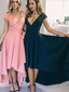 Sexy Deep V Neck High Low Short Homecoming Dresses ,BTW128