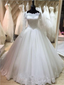 Pretty Long Sleeves Lace Tulle Floor Length A Line Long Wedding Dresses ,MD433