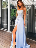 Pretty Sweetheart Lace Top A Line Side Slit Long Evening Prom Dresses, MD388