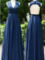 Simple V Neck A Line Backless Lace Top Floor Length Long Prom Dresses, MD386