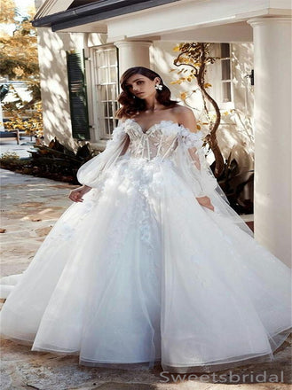 Sexy Sweetheart Off-shoulder A-line Lace applique Wedding Dresses, DB0201