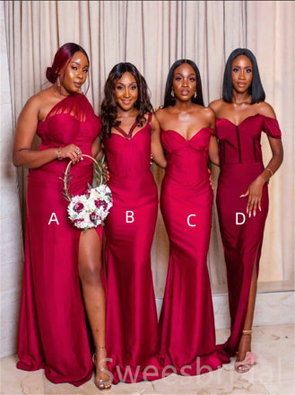 Mismatched Sweetheart One-shoulder side silt  Elegant Simple Pretty Long Bridesmaid Dresses,SWE1298
