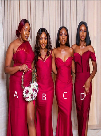 Mismatched Sweetheart One-shoulder side silt  Elegant Simple Pretty Long Bridesmaid Dresses,SWE1298