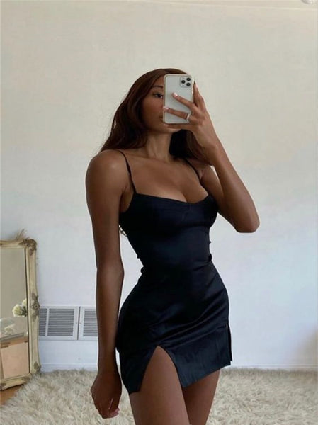 Sexy Sweetheart Side slit Spaghetti straps Short Homecoming Dresses, BTW323