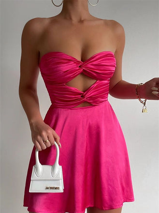 Sexy Pleats A-line Sweetheart Bowknot Short Homecoming Dresses, BTW320