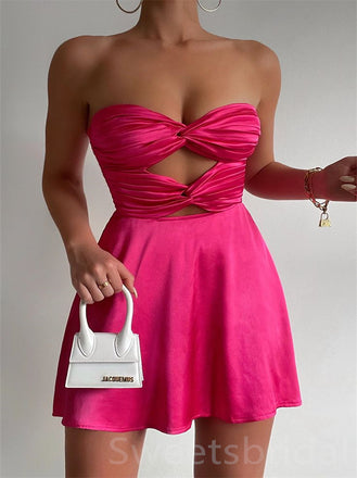 Sexy Pleats A-line Sweetheart Bowknot Short Homecoming Dresses, BTW320