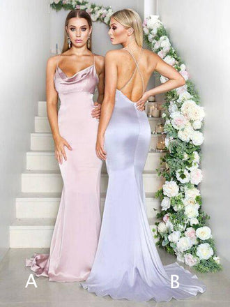 Sexy Spaghetti Strap Criss-cross Backless Mermaid Bridesmaid Dresses,DB121