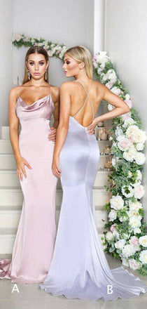 Sexy Spaghetti Strap Criss-cross Backless Mermaid Bridesmaid Dresses,DB121