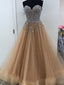Shine Silver Beaded Sweetheart Tulle Long Prom Dresses DPB140