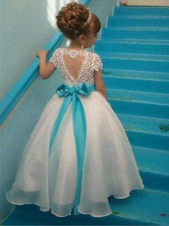 Short Sleeves Lace Cute Flower Girl Dresses GTE2113