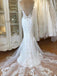 Spaghetti Strap Lace Mermaid Tulle Applique Ivory Wedding Dresses RPD2104