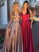 Spaghetti Strap V-neck Elastic Satin Cheap Bridesmaid Dresses,PB1047