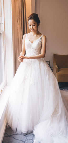 Sparkly Beading Lace Tulle Ball Gown Wedding Dresses,DB0170