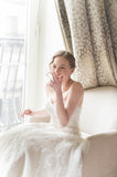 Sweetheart Strapless Gorgeous Ivory Lace Sequin Long Wedding Dresses,WD0078
