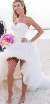 Vintage Sweetheart High Low Beach Strapless Wedding Dresses RPD2109