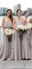 Cheap Spaghetti Strap Simple Floor Length Chiffon Long Bridesmaid Dresses, SW1071