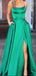 Green Prom Dresses with Pocket Long Backless Slit Prom Dresses DPB112