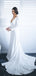 White Satin Long Sleeve V-neck With Train Simple Wedding Dresses,DB0164