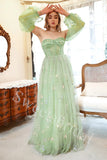 Elegant Sweetheart Half sleeves A-line Long Prom Dress,SW1991