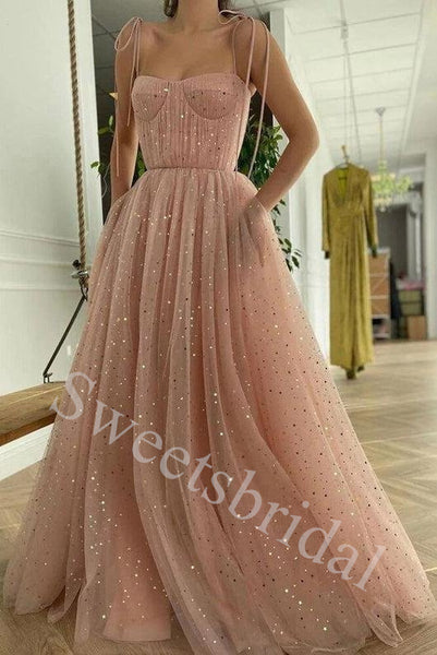 Elegant Strapless Sleeveless A-line Long Prom Dress,SW1964