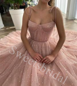 Elegant Strapless Sleeveless A-line Long Prom Dress,SW1964