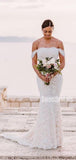 Charming Off-shoulder Mermaid Lace Simple Wedding Dresses, WG205