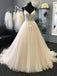 Chic Spaghetti Strap V-Neck Lace Beaded Wedding Dresses, BW0594