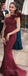 Gorgeous Burgundy One Shoulder Mermaid Long Evening Prom Dresses, SW0072