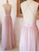 Pink V Neck Tulle Long prom dress, Evening dress, MD315