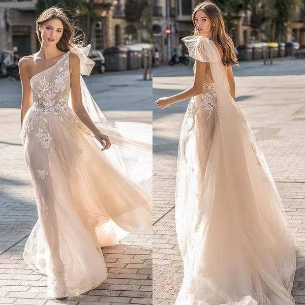 Sexy One shoulder Sleeveless A-line Prom Dresses,SW1910