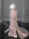 Elegant Sweetheart Sleeveless Mermaid Long Prom Dress,SW1966